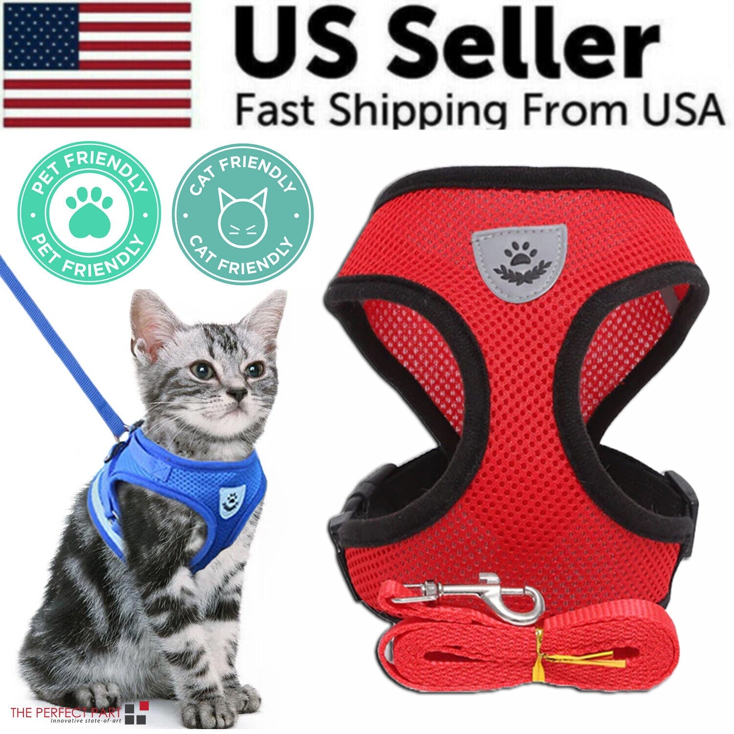 Cat Dog Pet Harness Adjustable Control Vest