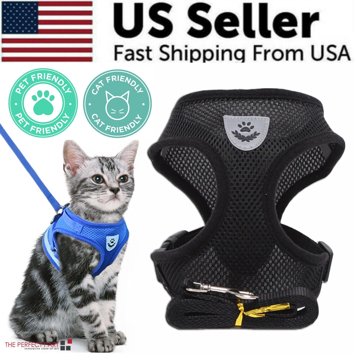 Cat Dog Pet Harness Adjustable Control Vest