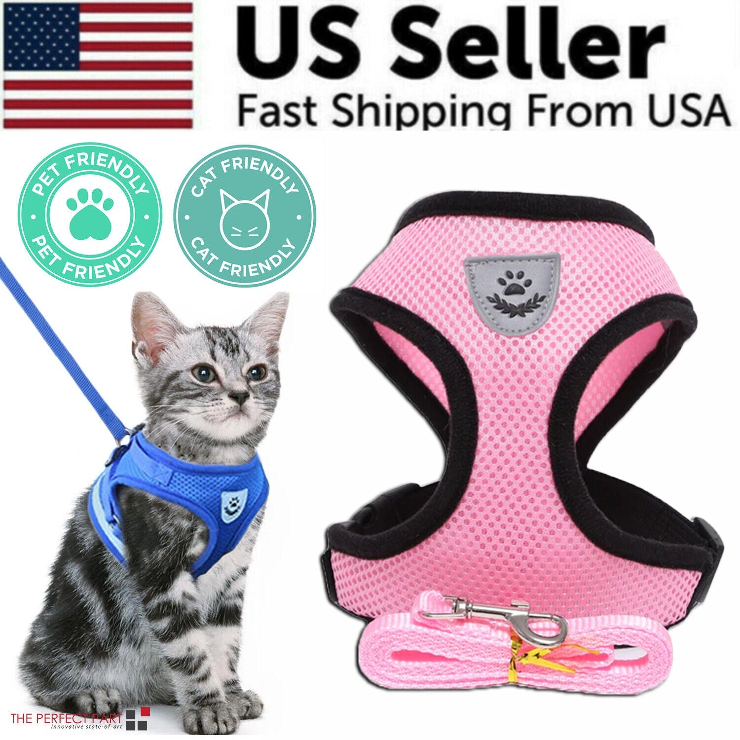 Cat Dog Pet Harness Adjustable Control Vest