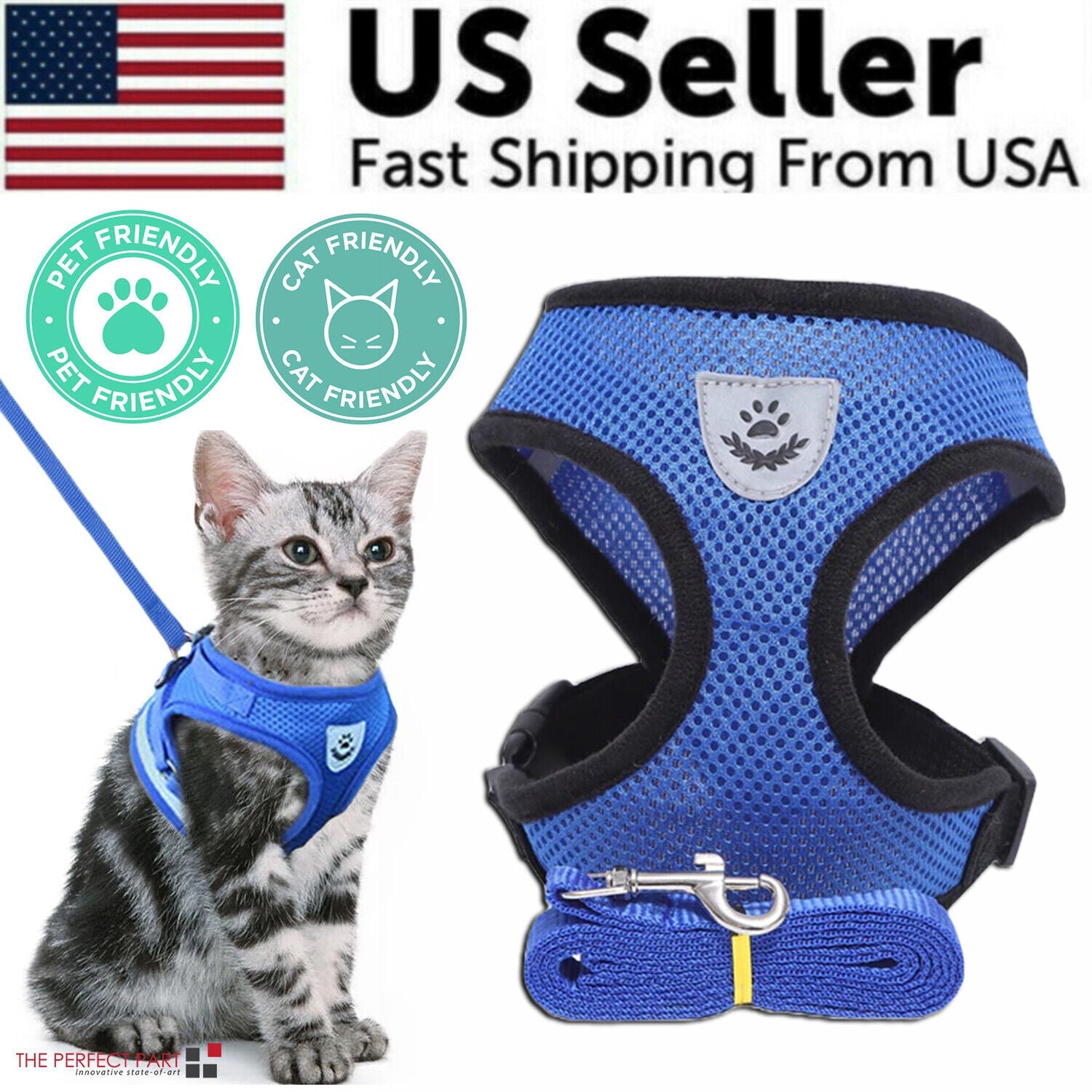 Cat Dog Pet Harness Adjustable Control Vest